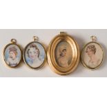 English School Circa 1800- A miniature portrait of a young lady:-,