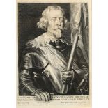 Paulus Pontius [1603-1658] after Anthony Van Dyck- A portrait of Carlos de Colonna:- an engraving,