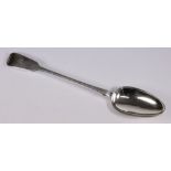 A George IV silver fiddle pattern basting spoon, maker Robert Peppin, London, 1822: crested,