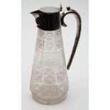 A late Victorian silver mounted cut glass claret jug,maker John Round & Son Ltd, Sheffield,