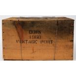 A sealed case of Dows Vintage Port 1960:, OWC, stamped as per title, double steel wires to case,