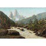 William Baptise Baird [1847-1919] - Glacial stream in the Dolomites:- signed bottom left oil on