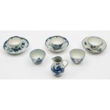 A group of Worcester First Period porcelain: comprising three tea bowls,