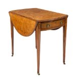 A George III satinwood and inlaid oval Pembroke table:, crossbanded in tulipwood,