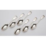 A set of six Victorian silver fiddle pattern teaspoons, maker Lister & Sons, Newcastle, 1856: 3.