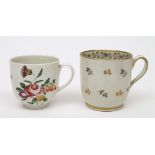A Champion's (Bristol) porcelain cup: enamelled in colours with a rose centred bouquet and