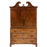 A George III mahogany linen press:,