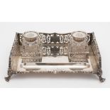 A Victorian silver desk inkstand, maker Thomas Bradbury & Sons, London,