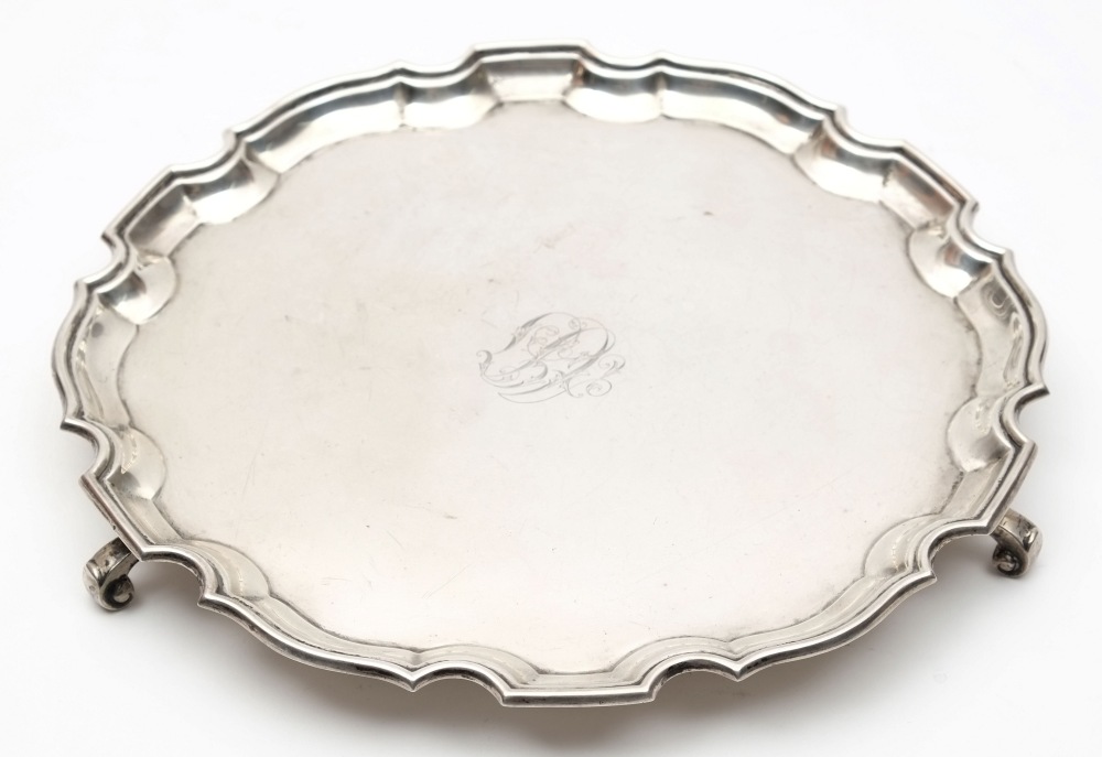 An Elizabeth II silver salver, maker Adie Brothers, Birmingham, 1954: initialled,