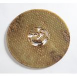 A large Chinese carved archaistic jade disc, Bi: in Han Dynasty style,