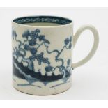 A Liverpool blue and white coffee can: painted with the cannonball pattern,