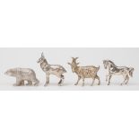 Four assorted miniature silver animals, various makers and dates: including a goat, horse,