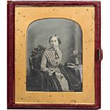 JOHN JABEZ EDWIN MAYALL A fine, cased 1/4-plate daguerreotype of a young lady,