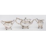 An Edward VII Scottish silver three-piece tea service, maker John Alexander Fettes, Glasgow,