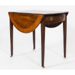 A George III mahogany and inlaid oval Pembroke table:,