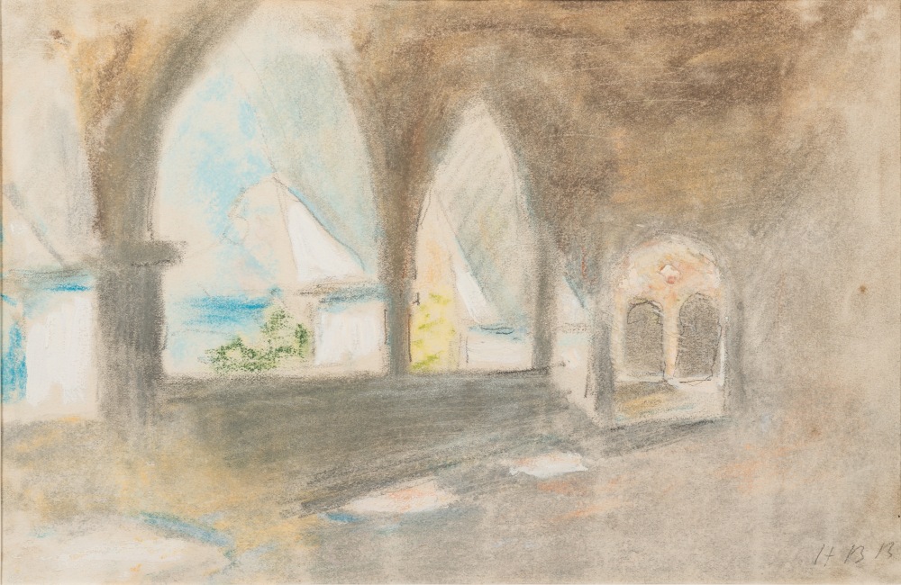 Hercules Brabazon Brabazon [1821-1906]- Figure in moonlight; View through arches, St Caterena:- two, - Image 2 of 2