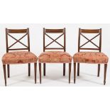 A set of six Regency mahogany and inlaid dining chairs:,