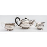 A George VI silver three-piece tea service, maker S Blackensee & Sons Ltd, Birmingham,