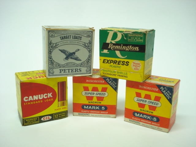 A collection of American 12 bore cartridges comprising W-Super Speed, Remington Express,