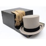 A grey felt top hat,