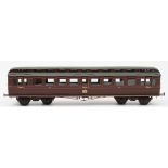 A good scratch built First Class passenger carriage in LMS livery:,gold coach lines on maroon body,