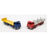 A restored/repainted Dinky 503 Foden flat truck with tailboard and a similar Dinky 505 Foden flat