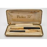 A Parker '51' fountain pen and ballpoint pen set in original box:,