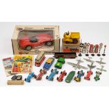 A collection of various vehicles and aircraft together with two Dinky catalogues circa 1970's and