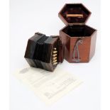 A 19th century rosewood and ivory 30 button 'Standard Anglo-German' concertina by Lachenal & Co:,