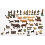 A collection of farm animals and military figures by Britains,Dinky and other makers:,