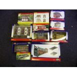 Hornby and Bachmann:, assorted trackside buildings, stations, signal cabin, cattle dock,