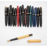 A collection of Parker Fountain pens:, including a green 'Vacumatic' a red 'Televisor',