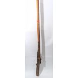 A large Indian matchlock rifle:, the 67 inch barrel with flared muzzle and foresight,