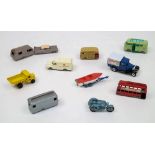 A small group of Matchbox vehicles including a Lomas Ambulance and a Volkswagen Caravette:.