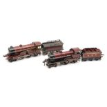 Bing a 4-4-0 clockwork locomotive with matched Hornby six wheel tender: in LMS maroon livery