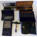 A collection of surgical and medical instruments: including a trephine by Evans & Co London,