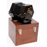 A rosewood and ivory 24 button Anglo concertina by Lachnel & Co:,