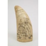 A 19th century German scrimshaw decorated tooth:,