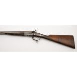A deactivated 12 bore side by side hammer shotgun by E M Reilly and Co, London:,