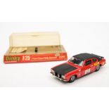 A Dinky (1/24th scale) 2214 Ford Capri Rally Special:, red body, black interior, roof and bonnet,