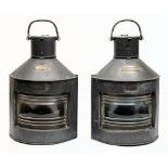 A pair of galvanised 'port' and 'starboard' ship's lamps by Meteorite:,