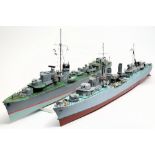 A scale model of the K -class destroyer HMS Kelly and another of the Tribal-class destroyer HMS