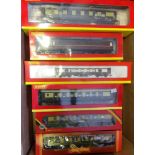 Hornby, a collection of assorted passenger coaches: mostly Pullman and other liveries, all boxed,