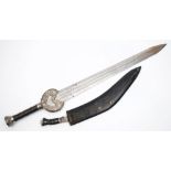 A decorative Celtic style prop sword and a kukri:, (2).