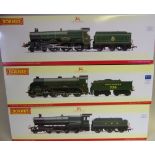 Hornby, a 2-8-0 locomotive No 3803 with six wheel tender: in GWR green livery,