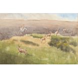 Sam Wilmot [20th Century]- Stag Hunt:- signed and dated 1968 watercolour 34 x 51cm