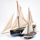 A scale model of a Cornish coaster, and another of a fishing boat:,