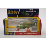 Corgi No 351 UFO Interceptor in original box:, green, orange legs and yellow missile,