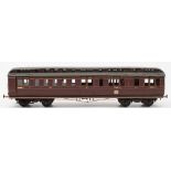 A good scratch built First Class and Guard carriage in LMS livery:, gold coach lines on maroon body,