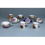 Five Helena Wolfsohn miniature cups and saucers,